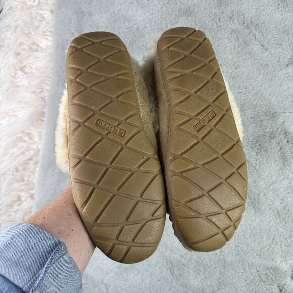 LL Bean Slippers Womens 9 Wicked Good Shearling Cuff Lined Moccasin Slip On - Picture 3 of 8